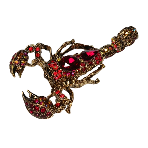 Scorpion Crystal Rhinestone Bling Articulated Stinger Brooch Pendant - Picture 11 of 15